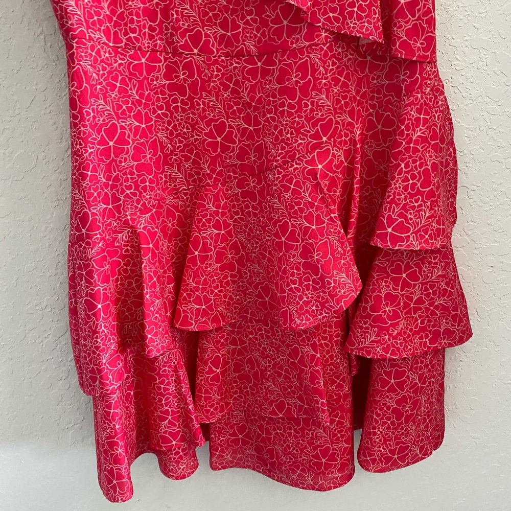 Parker 🌺 Pink Hydrangea Floral Ruffles Mini Dress - Picture 4 of 11